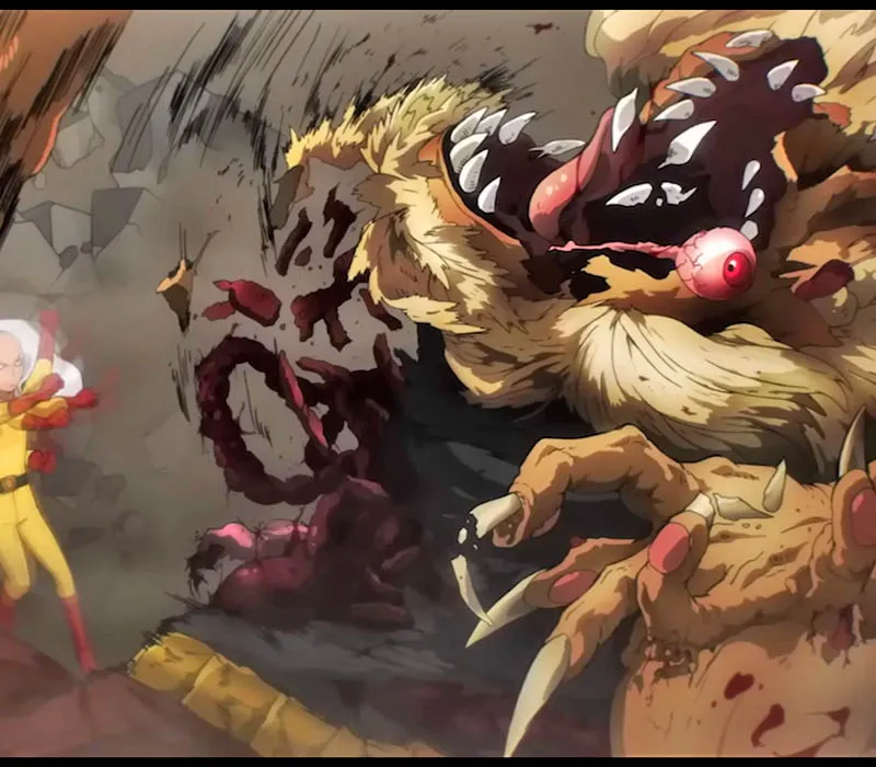 Beast King turns into minced meat after getting punched by Saitama.